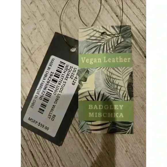 Badgley Mischka Women's Red Studded Zip-Around Wallet - Picture 5 of 11